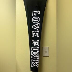VS PINK LOGO BLACK LEGGINGS SIZE SMALL EUC